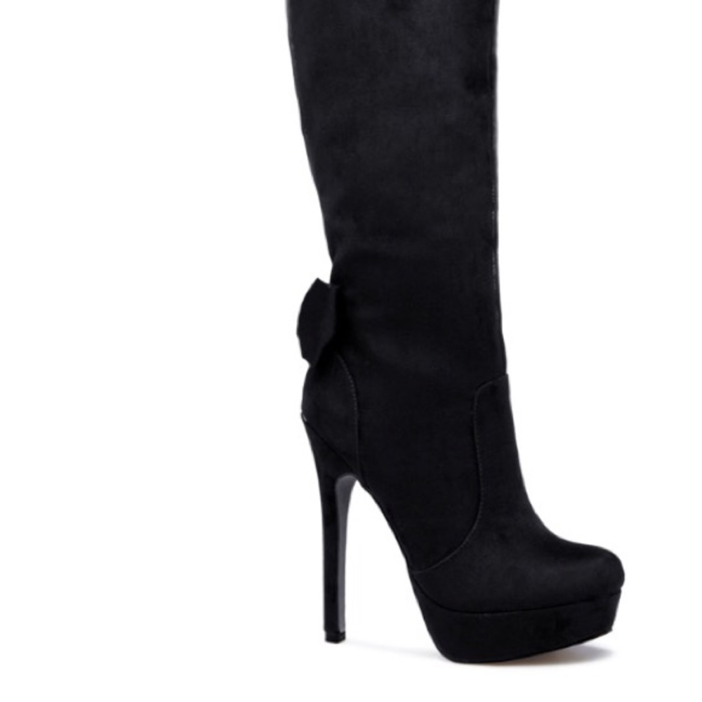 Black suede over the knee boots NWOT